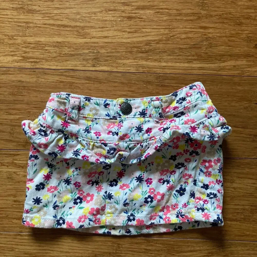 Old Navy Floral Denim Pull On Skirt, Babies 12-18M